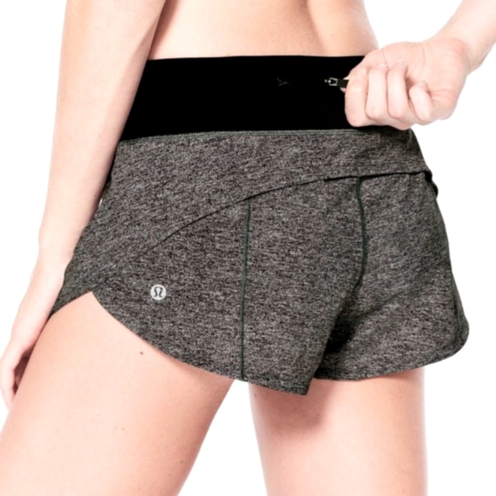 Lululemon Speedy Short in gray and black.